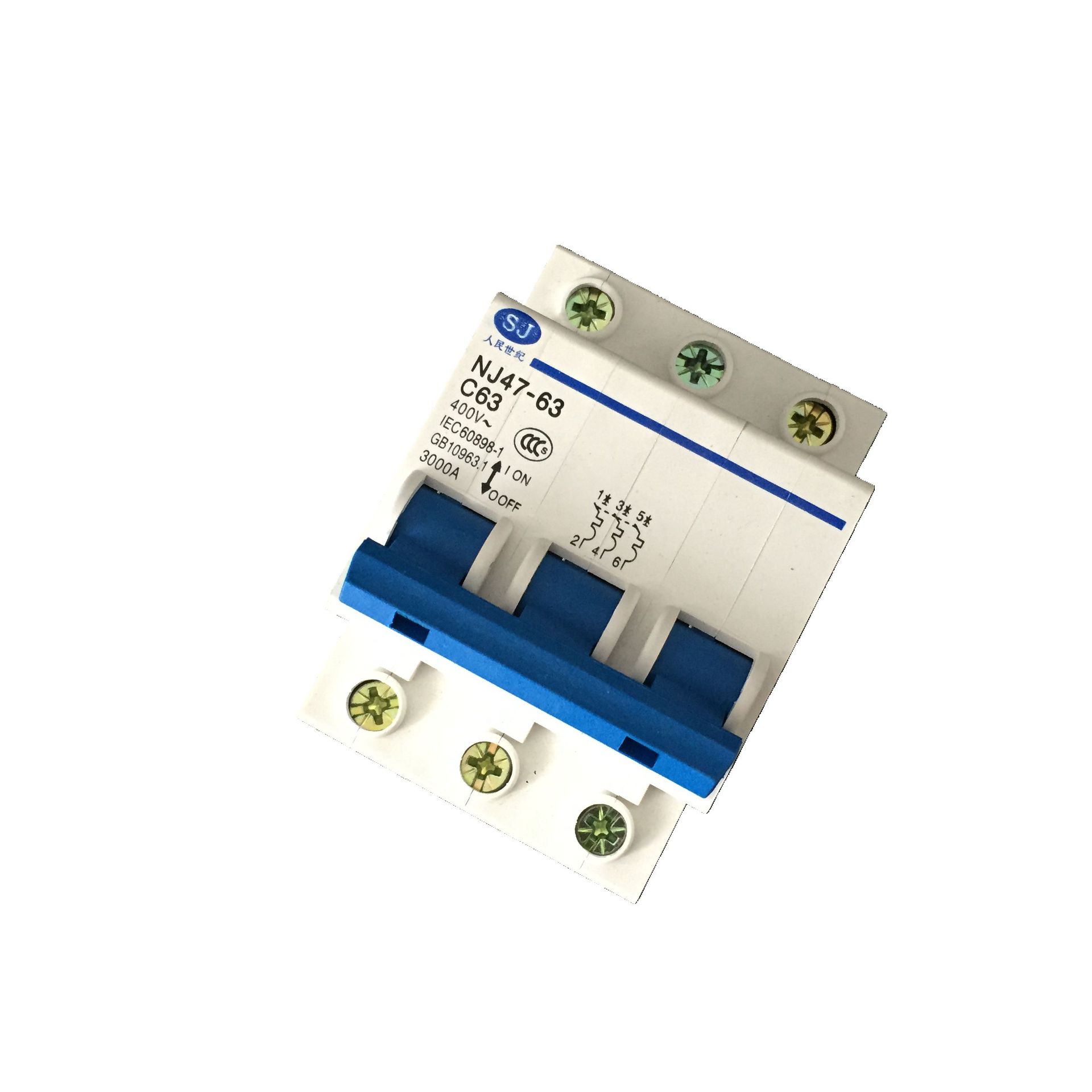 人民世纪3p空开 小型断路器dz47-63 c63 家用空气开关 工业断路器