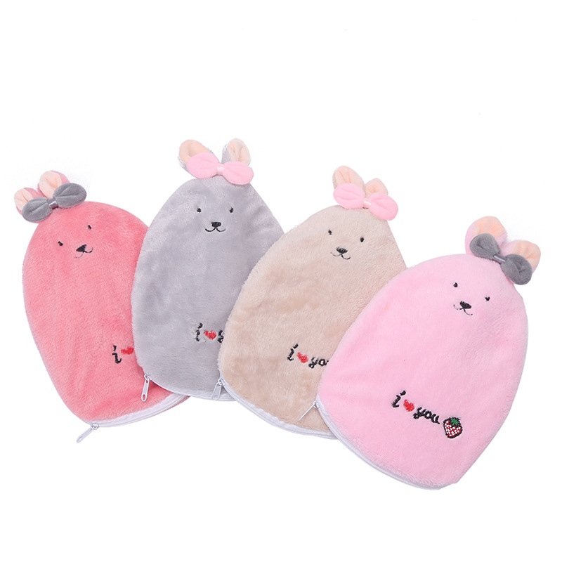 New Cartoon Cute Plush Rabbit Water Injection Hot Water Hand Warmer Removable Cleaning Tape Zipper Hand Warmer
