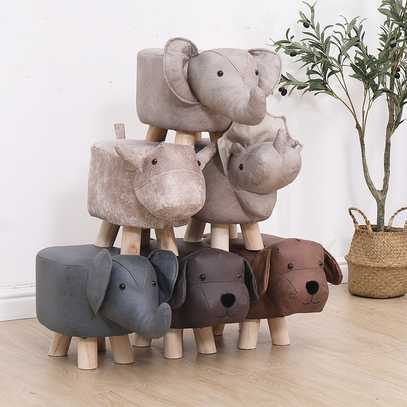 动物换鞋凳大象凳儿童小板凳实木凳子网红布艺凳创意卡通凳沙发凳