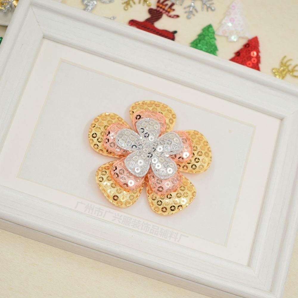 亮片布艺花片 手工diy饰品配件儿童发夹玩具帽子礼盒装饰服装辅料