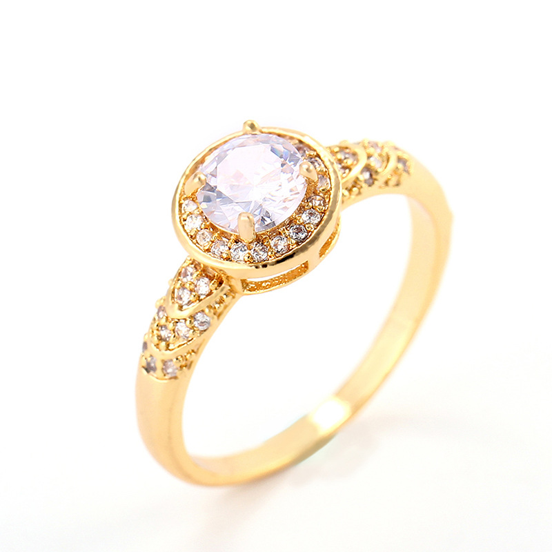 时尚18kgp微镶戒指 金色戒指 洗手不用摘 金属不褪色系列