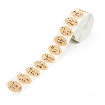 跨境卷装礼品盒感谢thank you红色爱心牛皮纸标签封口贴纸