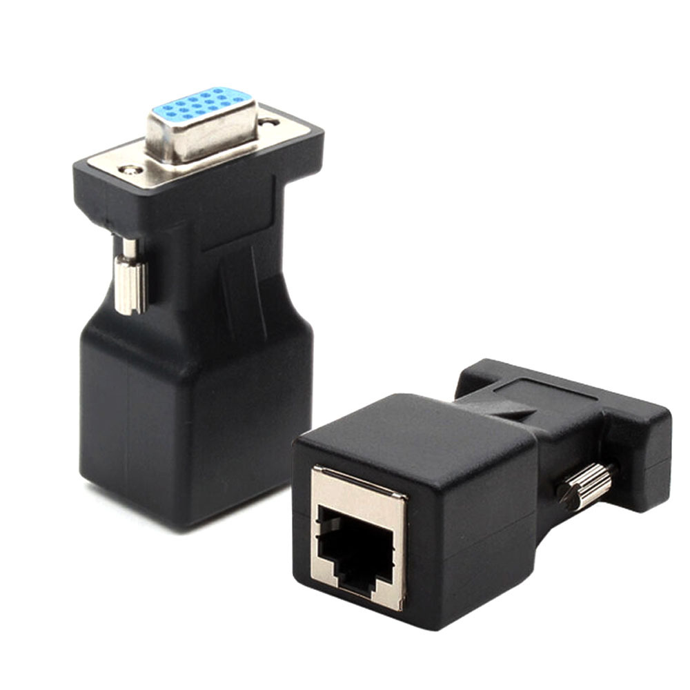 带螺丝vga转rj45网口连接器vga公母头 信号传输转接头转换器显示
