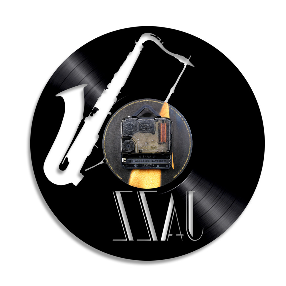 乐器系列黑胶唱片挂钟客厅挂钟表led七彩挂钟