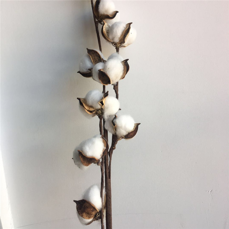 手工铁丝杆9头棉花 艺束插花 家居装饰 拍摄道具