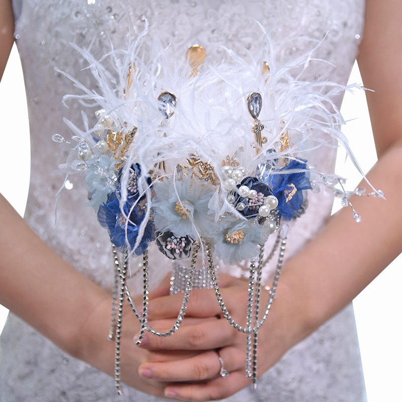 永恒天使d805羽毛水钻手捧万圣节圣诞节礼物婚庆用品新娘手捧花