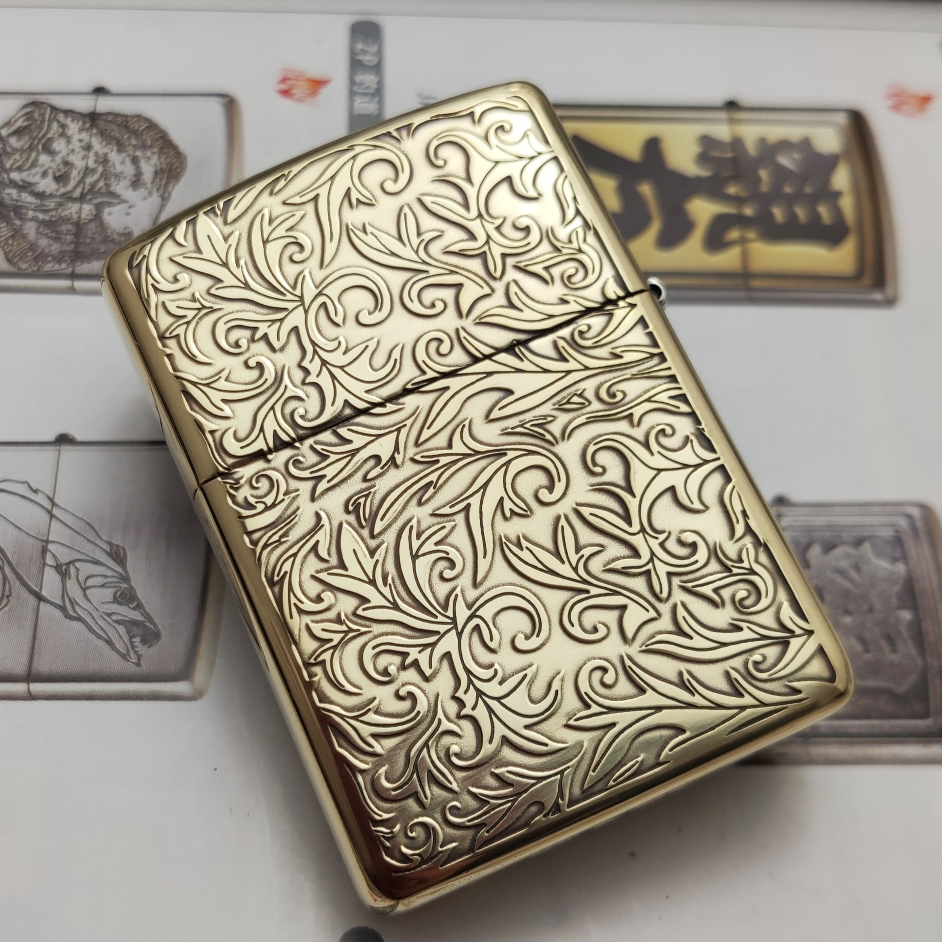 原装正品zippo打火机 盔甲双面深雕唐草zbt-3-19b 日版机