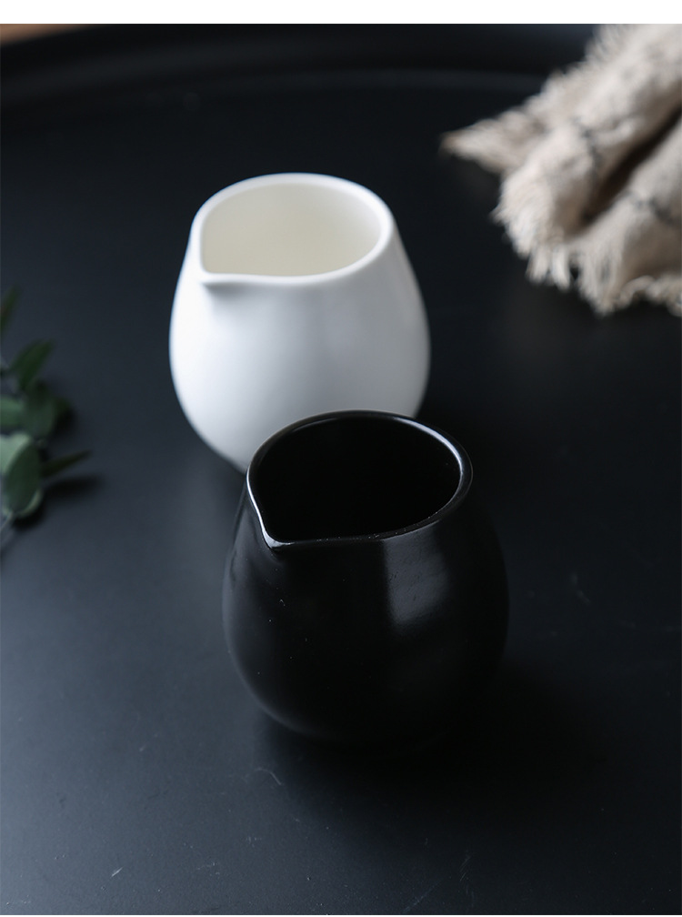 黑色哑光陶瓷小奶盅迷你奶缸奶罐蜂蜜奶杯咖啡牛奶壶糖缸定制