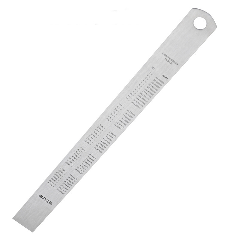 得力8463钢尺 钢制尺子 30cm钢直尺 30厘米钢尺 绘画制图直尺