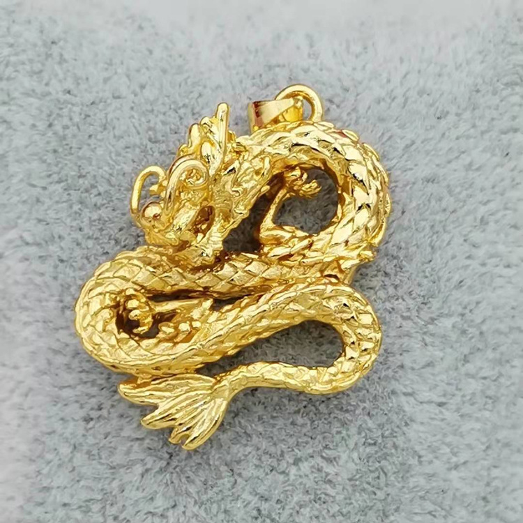 精品黄铜镀金祥龙男士吊坠电镀铜饰品仿黄金首饰实体电商货源批发