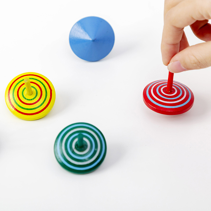 创意学生木质手转陀螺儿童玩具开业活动促销赠品彩红陀螺厂家直供