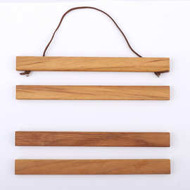 3%卷轴画外贸爆款实木磁铁挂轴夹柚木装饰画挂轴扁杆卷轴画木杆画杆