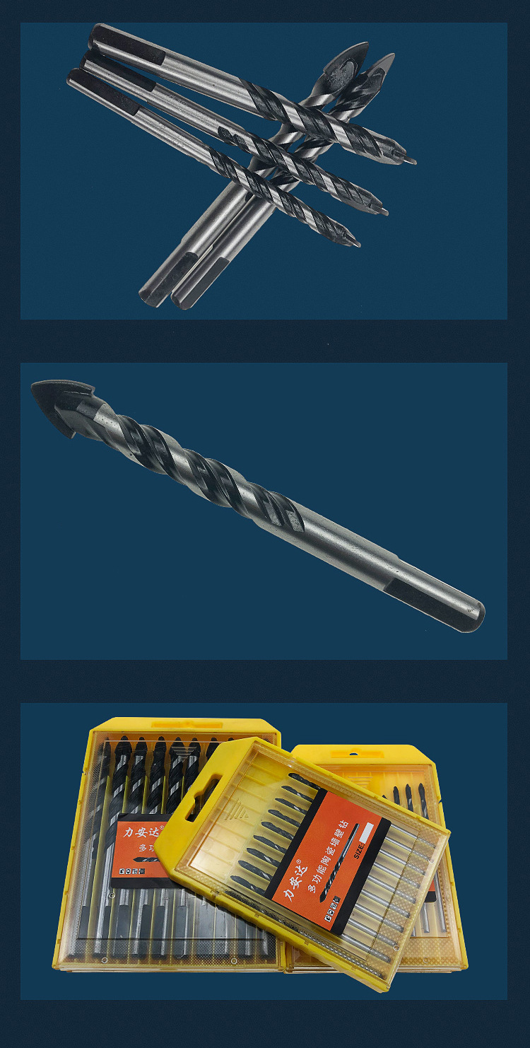 跨境速卖通五金店三角钻头硬质合金陶瓷钻头多功能陶瓷墙壁开孔钻