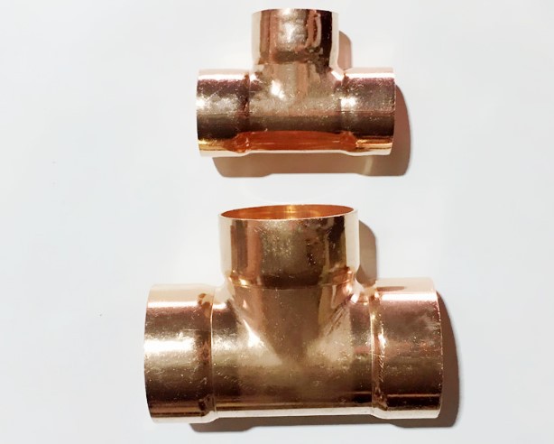 供应紫铜管件 铜三通6mm-76mm管径 承插式纯铜管件 易焊 三通接头