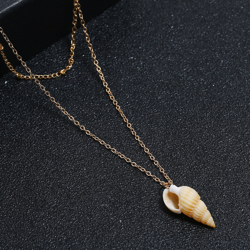 欧美爆款饰品 速卖通跨境首饰创意珠链锁骨链天然海螺吊坠项链女