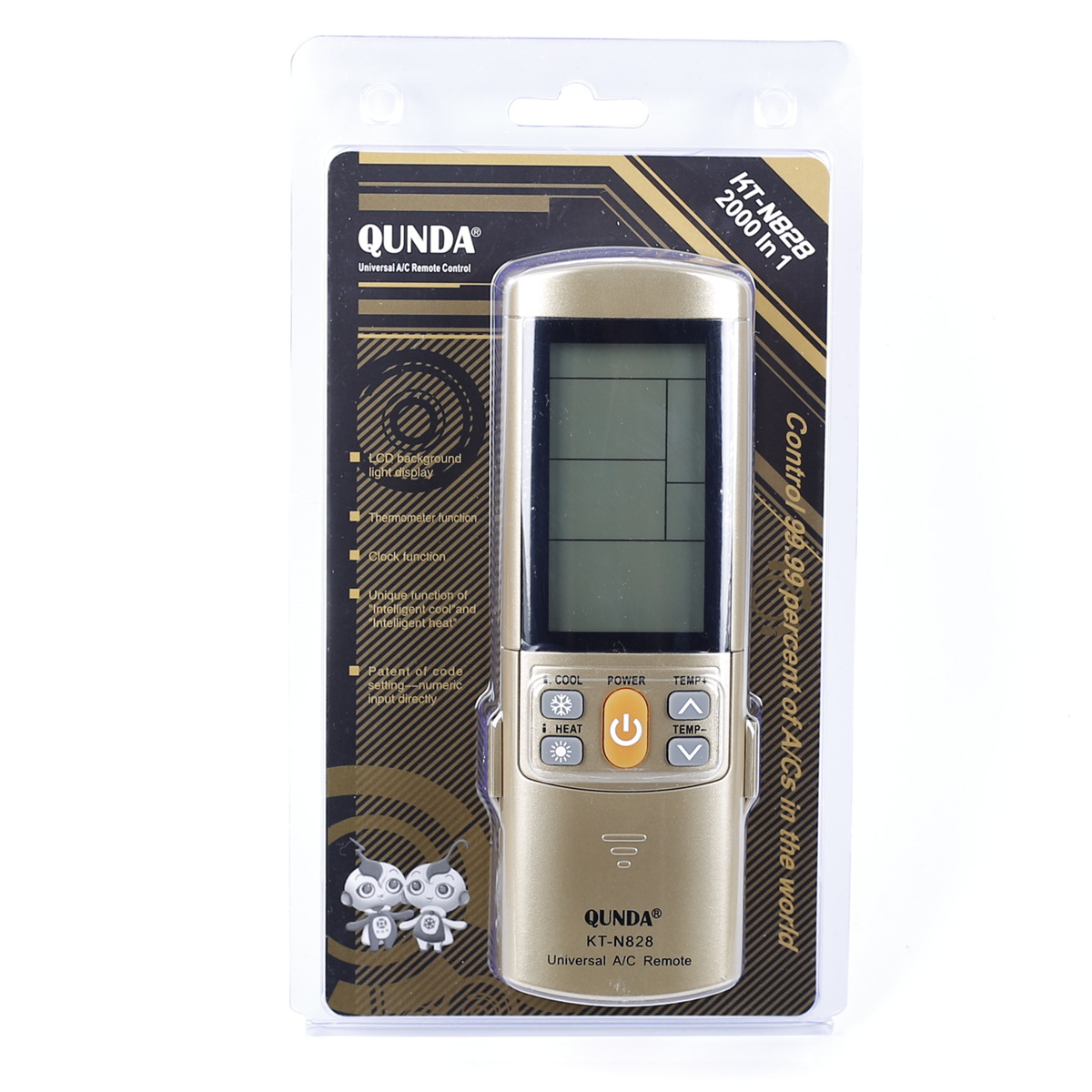 设置型万能空调遥控器lcd大屏幕群达ktn828制冷制热睡眠模式英文