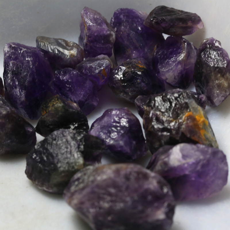 100克约20~30毫米天然紫水晶单晶体原石 深紫晶原矿标本