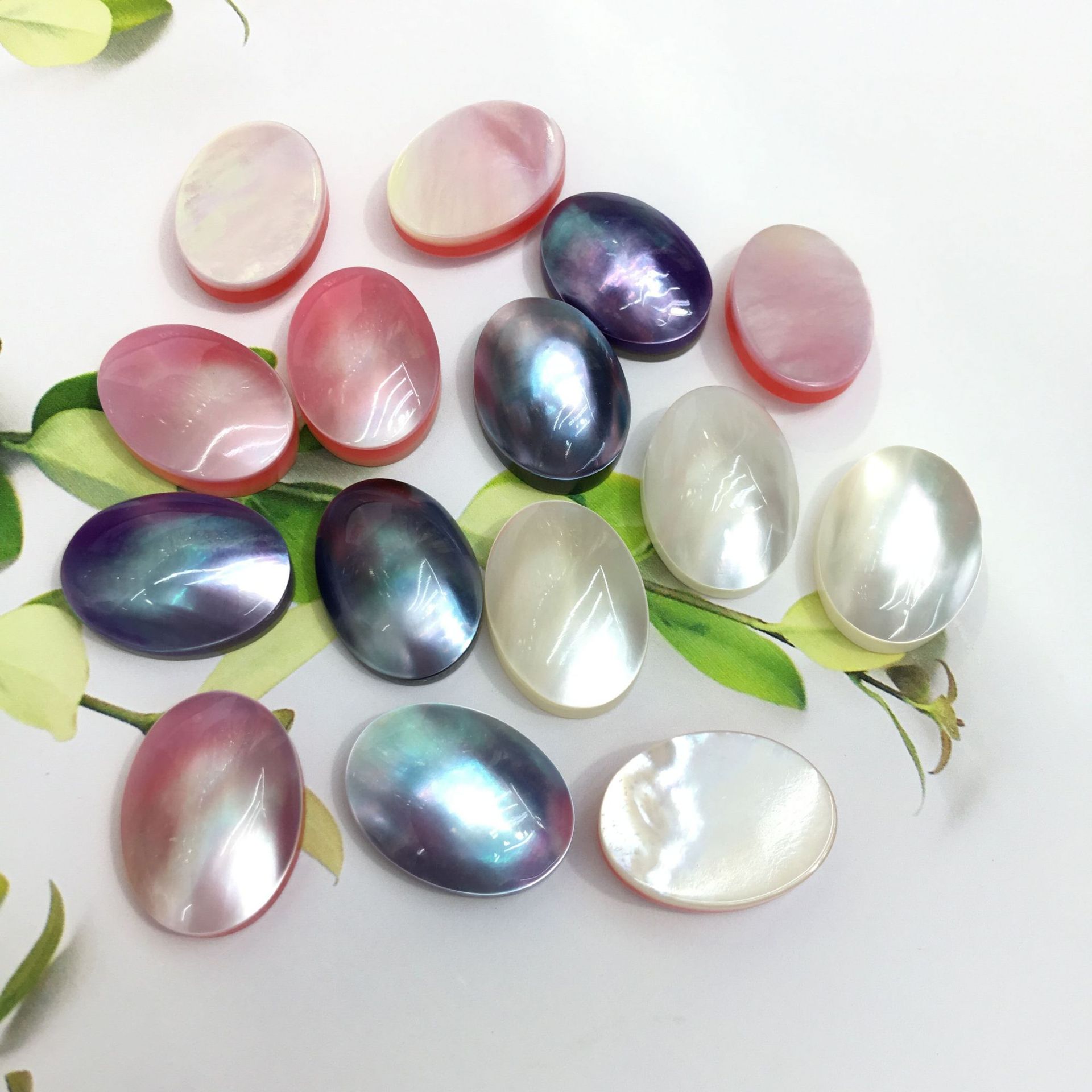 马贝珠贝壳珠仿马贝裸珠diy手镯点缀耳环镶嵌包金珠旦形椭圆