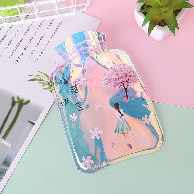 Internet Celebrity Laser Hot Water Bag Colorful Transparent Cartoon Mini Hand Warmer Girl Portable Student Water Injection Hand Warmer