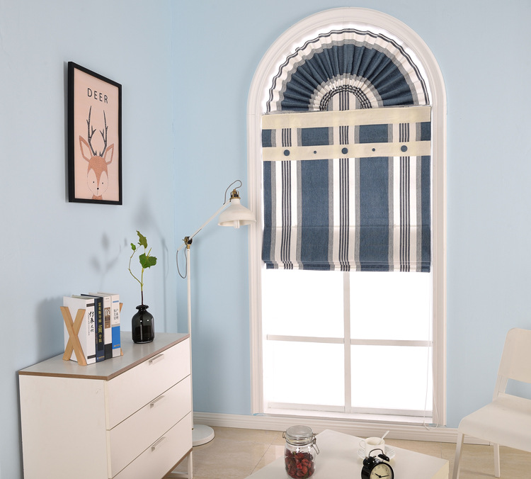 北欧半圆形弧形拱形扇形异形型特殊窗户窗帘阳台餐厅地中海罗马帘