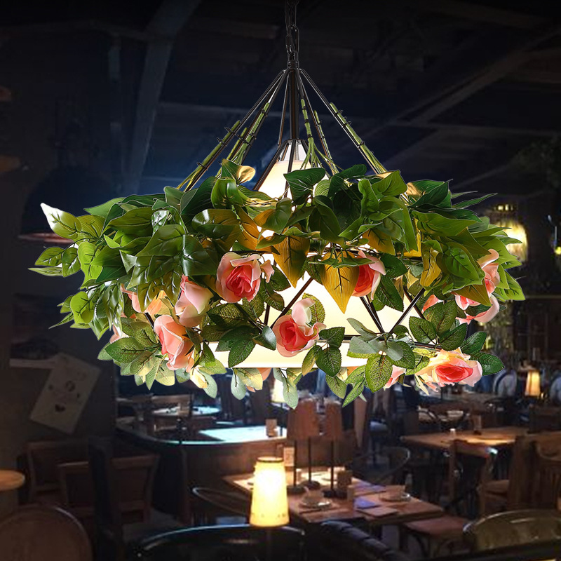 Flower Bar Chandelier Walnut Music Restaurant Chandelier Rose Green Plant Chandelier Western Restaurant Coffee Shop Chandelier