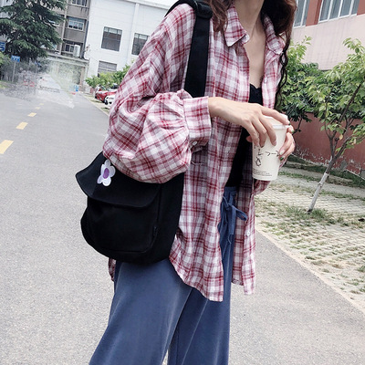 ugrins日系少女泫雅风可爱小花花单肩斜学生挎包大容量工装帆布包