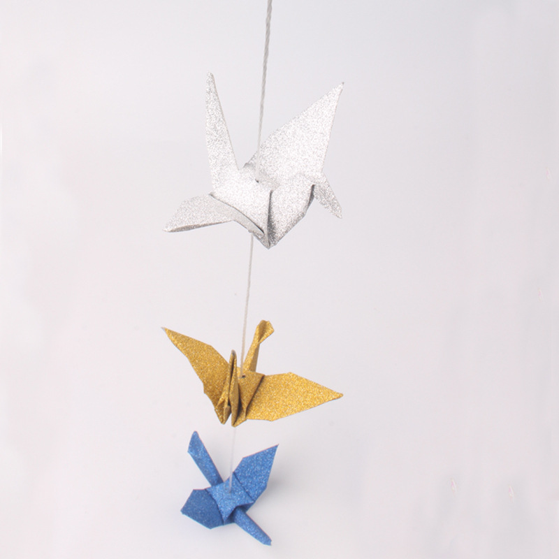 金粉闪钻红色千纸鹤折纸成品穿线店铺气氛场景布置节日装饰品礼物