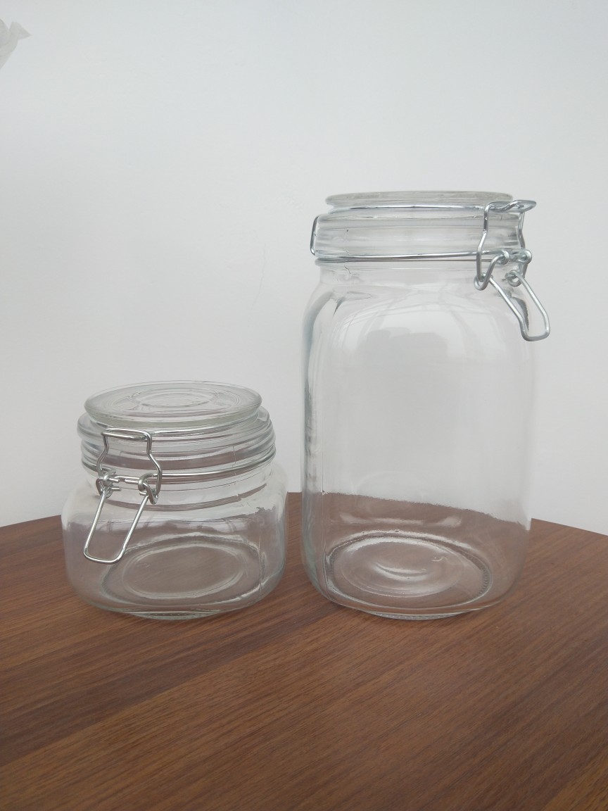 1500ml玻璃密封收纳瓶储物罐蜂蜜瓶带卡扣圆形方形透明蜂蜜罐柠檬