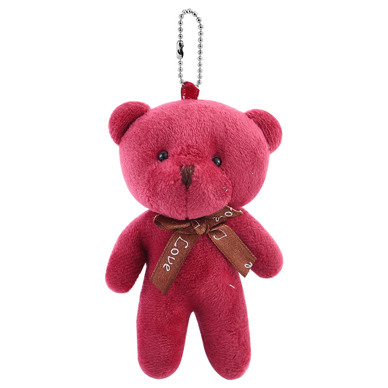 Teddy Bear One-Piece Bear Big Head Bear Tie Bear Keychain Pendant Doll Bouquet Plush Toy Factory Spot