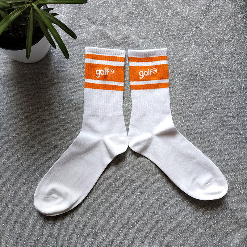 golf运动袜ins同款彩色英文字母纯棉春夏男女薄款中筒潮牌袜子