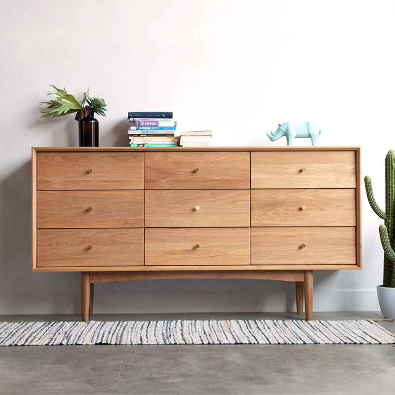 「百川九斗柜」北欧实木九斗柜多功能收纳储物柜日式卧室抽屉柜子