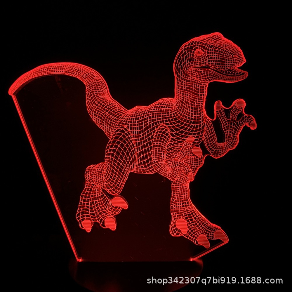 跨境新款恐龙3d小夜灯led遥控七彩触摸侏罗纪公园霸王龙创意台灯