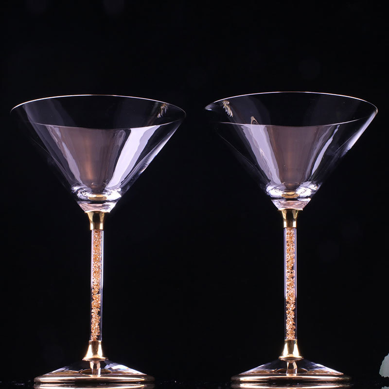24k金箔高脚鸡尾酒杯起泡酒杯 珠宝金店开业银行保险公司活动礼品