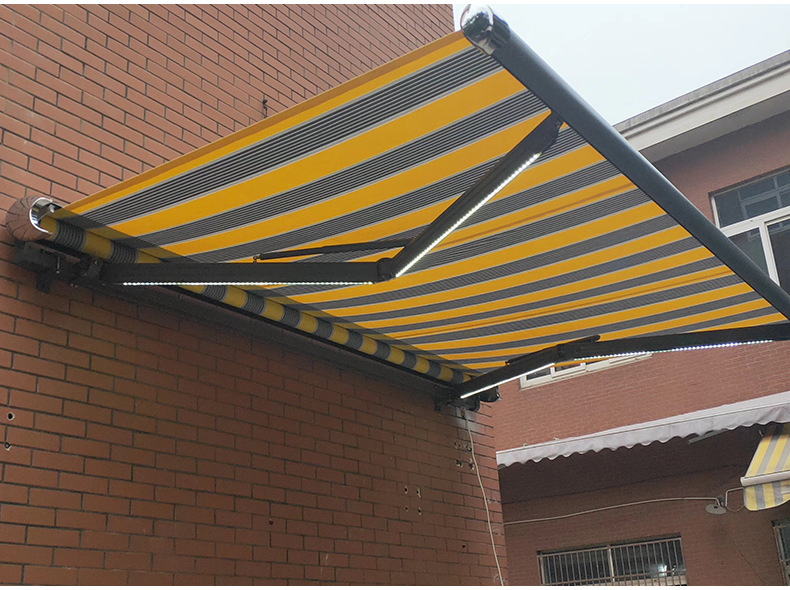 厂家定制全盒式伸缩篷户外门面雨棚折叠遮阳篷阳台商铺铝合金电动