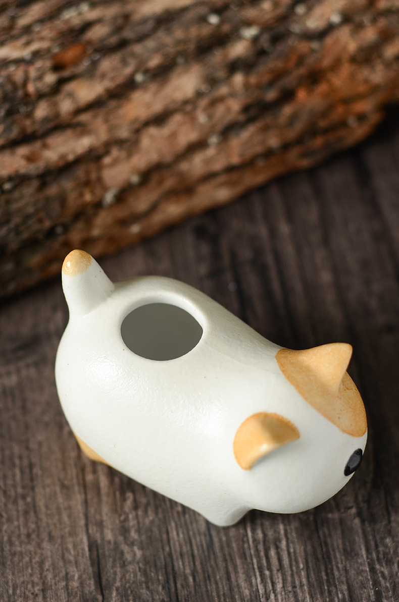 景德镇水培创意陶瓷纯手工手绘猫咪插花花器中式花卉桌面陶艺花瓶