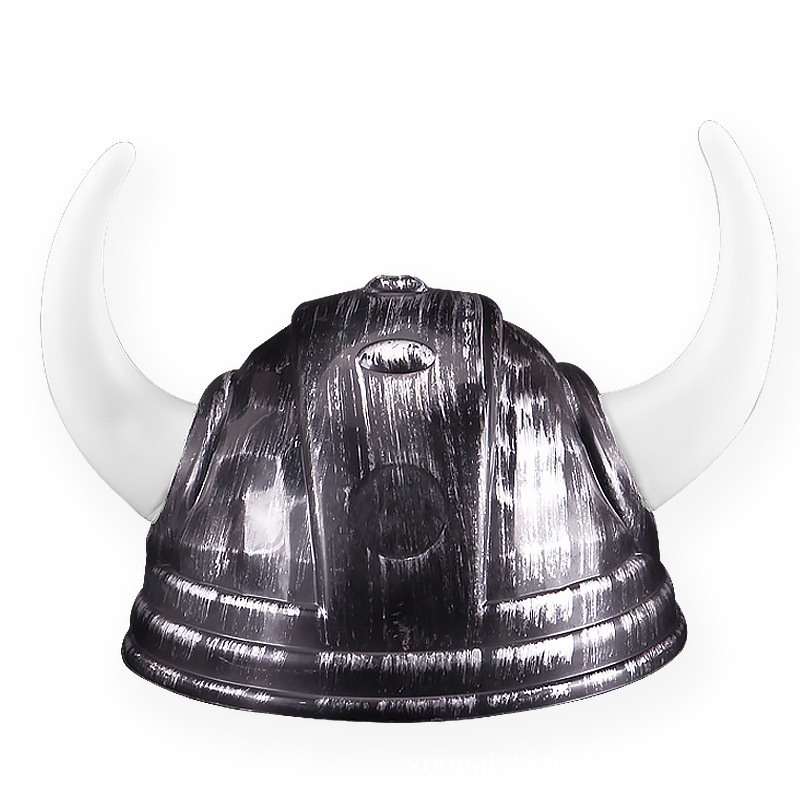 万圣节表演出道具 化妆舞会狂欢帽子 魔鬼维京海盗帽 牛角将军帽