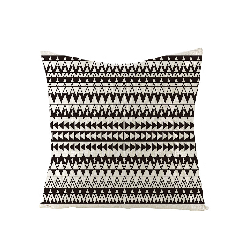 2023 Cross-Border Black and White Geometry Linen Pillow Cover African Geometric Patterns Pillow