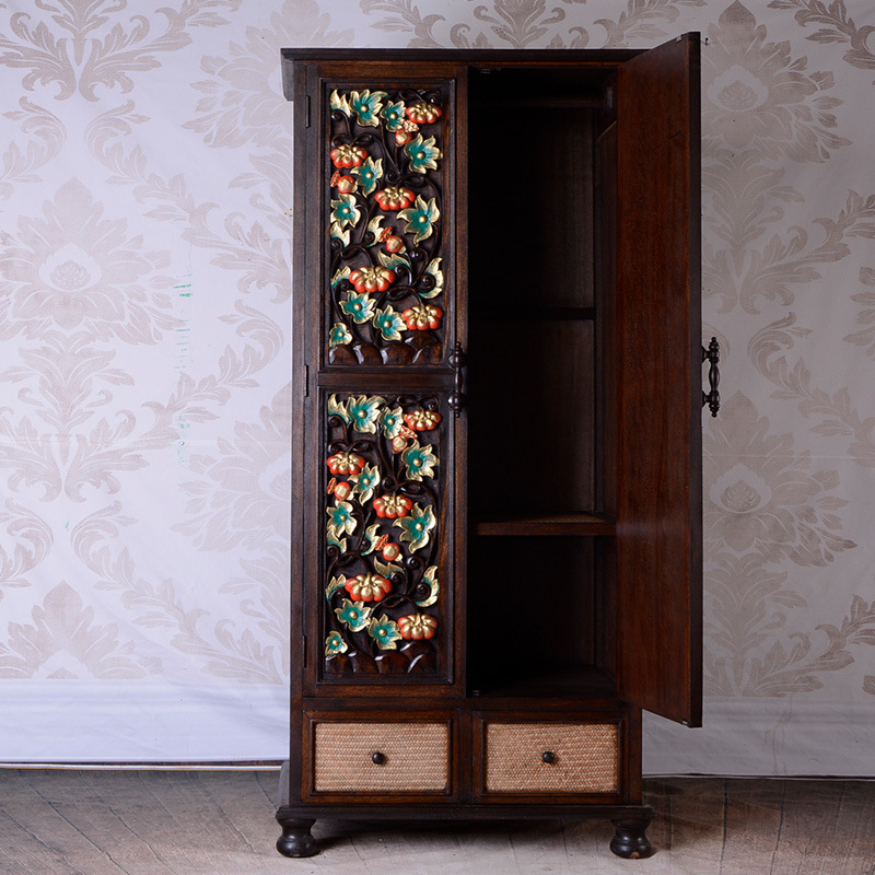 东南亚家具实木衣柜复古衣柜客栈酒店衣柜衣柜收纳简易衣柜