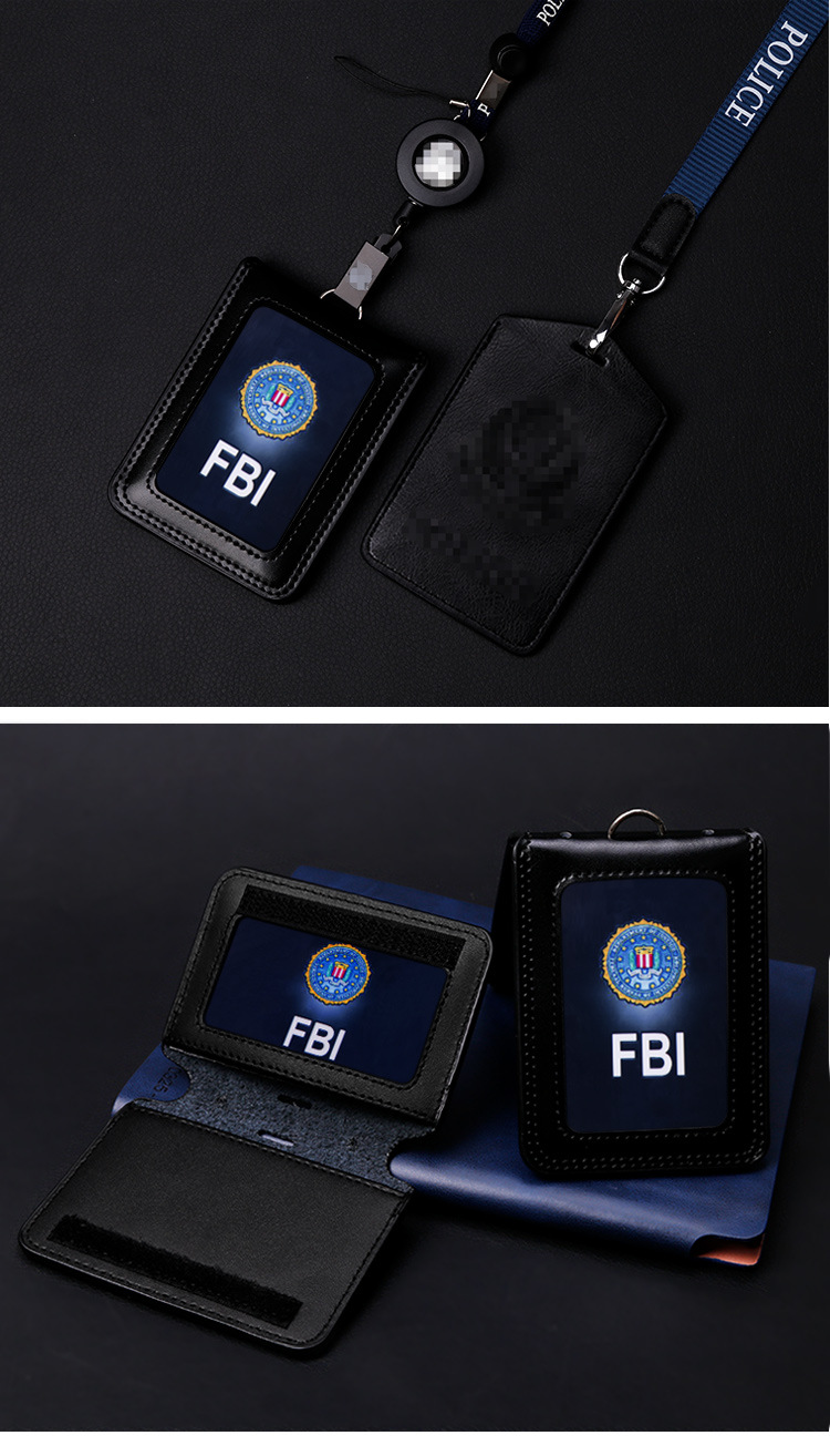 fbi徽章真皮交通出入证政府警员值勤证工作牌证件卡套定制logo
