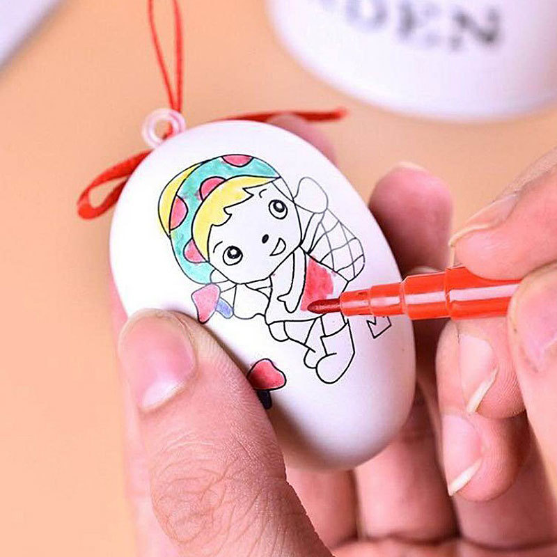 塑料彩绘蛋彩蛋壳幼儿园儿童diy手工玩具涂鸦礼品复活节鸡蛋挂饰