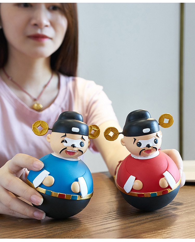 创意财神爷不倒翁工艺品摆件家居装饰品办公室桌面中式布置小摆设