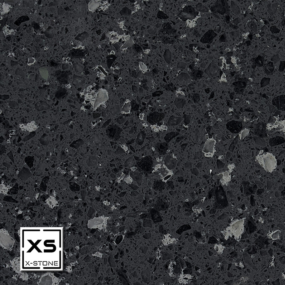 黑色人造石板材 厨房卫浴台面地面家居建材 石英石台面可定制