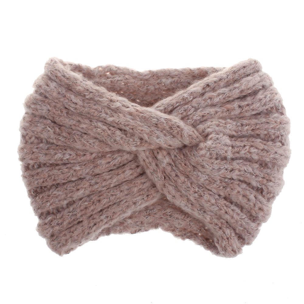 5色柔软马海毛毛线交叉发带女士秋冬发饰护耳保暖流行时尚欧美风