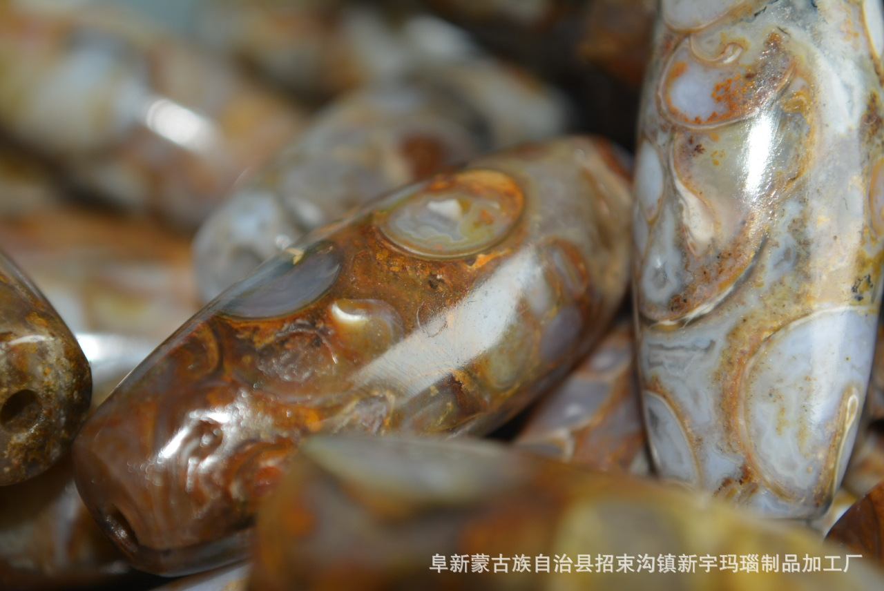 天然原始海螺化石天珠法螺天珠 九眼石页岩老真 西藏