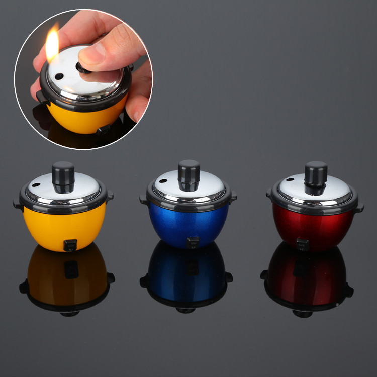 跨境爆款 个性时尚抖音网红打火机 创意金属迷你电饭煲打火机批发