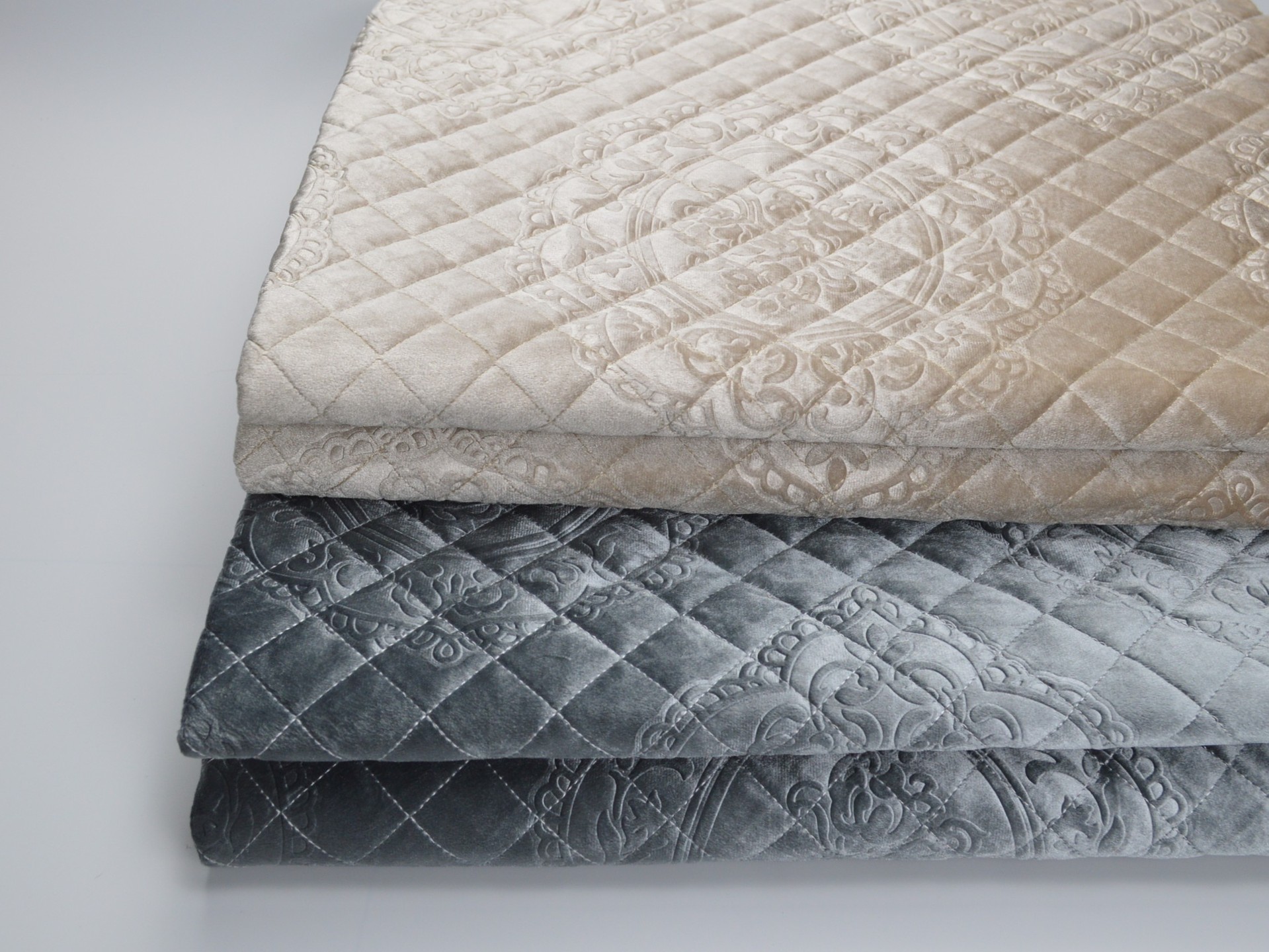 绗绣沙发布 意大利绒3d压花半成品夹棉加厚防滑绗缝沙发垫布料