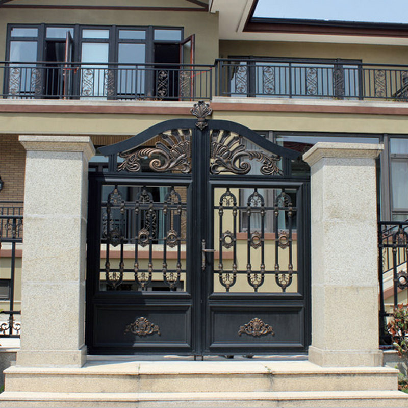 厂家防盗中式双开 拼接农村铝艺别墅门窗 铝合金平开庭院门