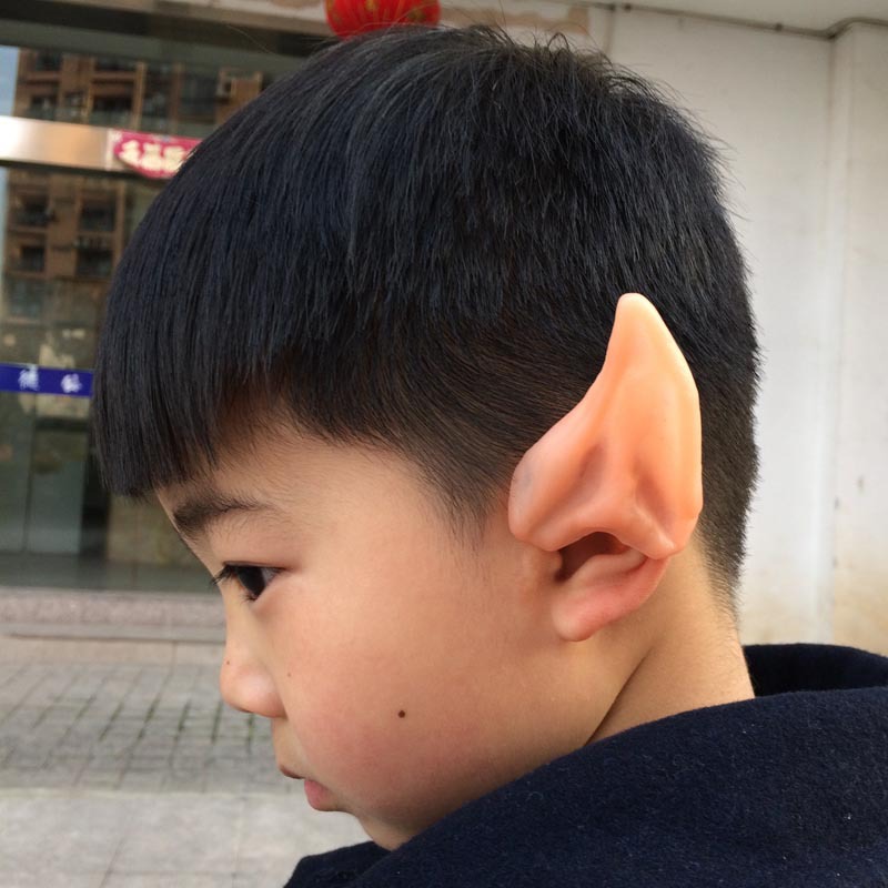 万圣节化妆舞会道具 仿真精灵耳朵 乳胶搪胶半截耳朵 尖耳朵批发