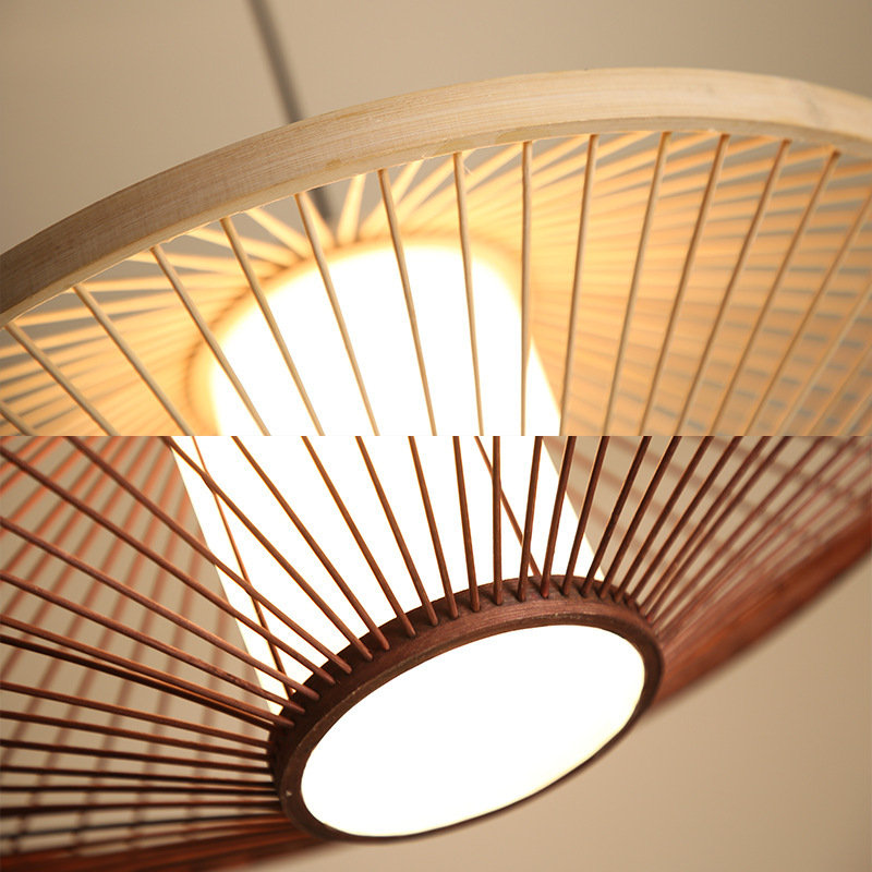 现代中式竹子吊灯竹艺灯具餐厅吧台竹子灯过道走廊禅意竹编小吊灯