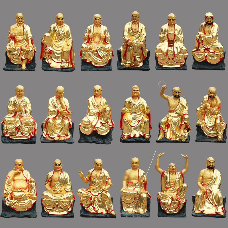 寺庙十八罗汉像摆件18罗汉像玻璃钢树脂佛像佛堂供奉十八罗汉神像